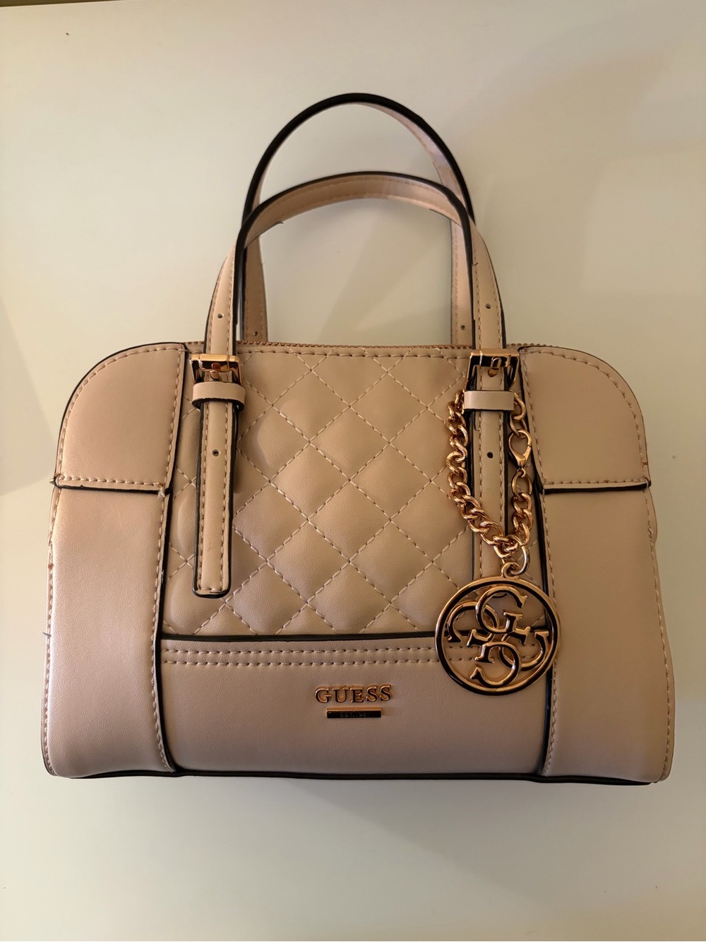 GUESS Quilted Beige Satchel Handbag